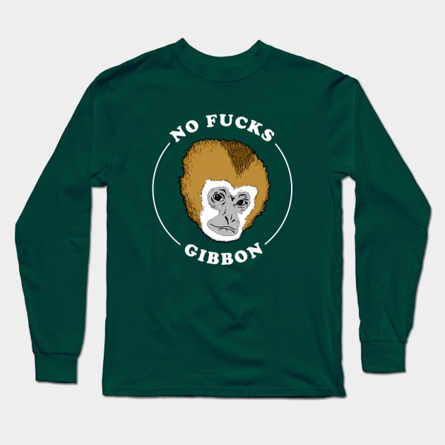 No Fucks Gibbon Long Sleeve T-Shirt by dumbshirts